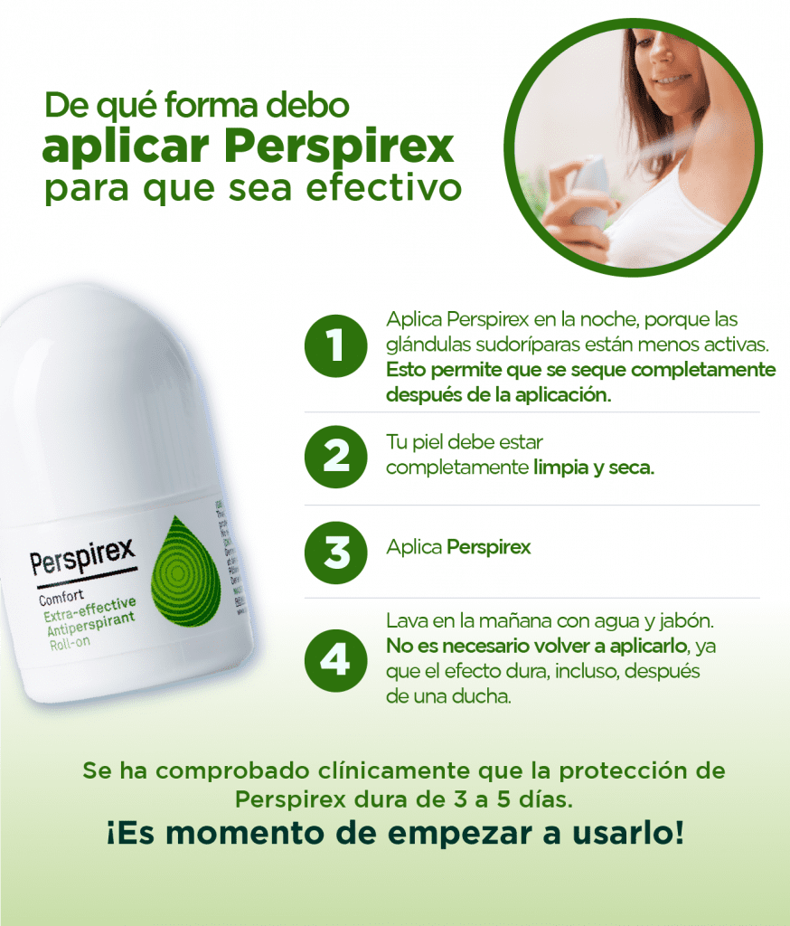 De qué forma debo aplicar Perspirex para que sea efectivo